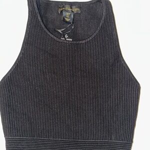 House of Harlow 1960 Black Ribbed Cropped Top Size Small NWT